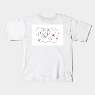 Minimalist Line Art Abstract Black White And Red Kids T-Shirt